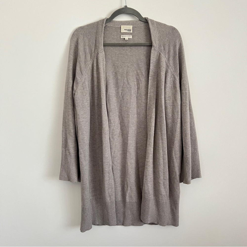 Aritzia Wilfred Free Merino Wool Cotton Open Front Cardigan Minimalist Size S